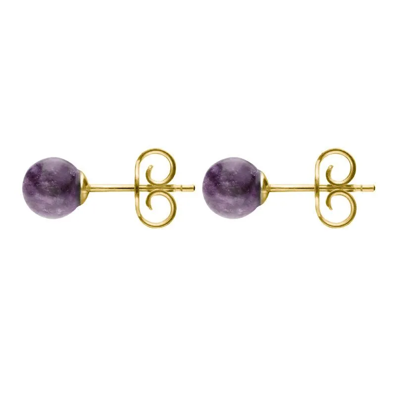 Yellow Gold Blue John 5mm Ball Stud Earrings