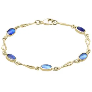 Yellow Gold Moonstone Oval Spoon Link Bracelet