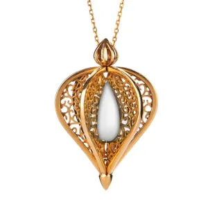 Yellow Gold Plated Sterling Silver Bauxite Flore Filigree Droplet Necklace
