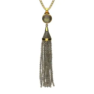 Yellow Gold Plated Sterling Silver Circular Labradorite Cascade Necklace D