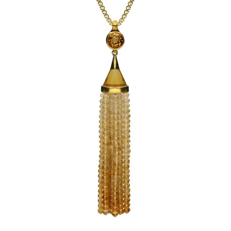 Yellow Gold Plated Sterling Silver Citrine Cascade Necklace D