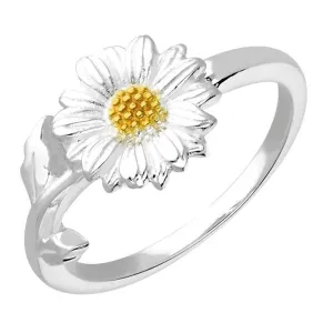 Yellow Gold Plated Sterling Silver Daisy Ring
