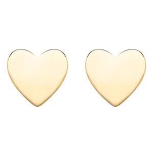 Yellow Gold Plated Sterling Silver Heart Stud Earrings