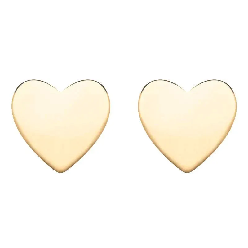 Yellow Gold Plated Sterling Silver Heart Stud Earrings