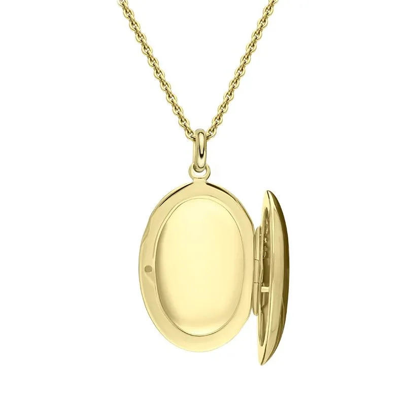Yellow Gold Plated Sterling Silver Large Oval Keepsake Locket