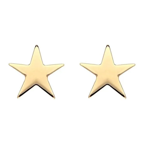 Yellow Gold Plated Sterling Silver Star Stud Earrings
