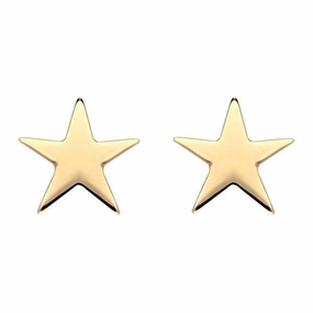 Yellow Gold Plated Sterling Silver Star Stud Earrings