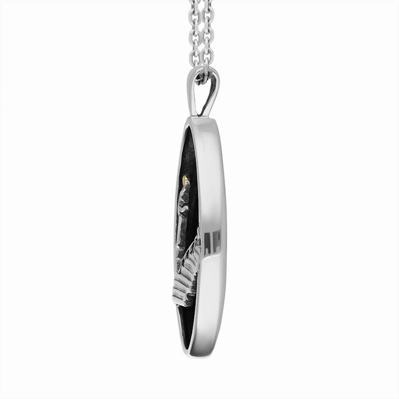 Yellow Gold Plated Sterling Silver Whitby Jet Marquise Necklace