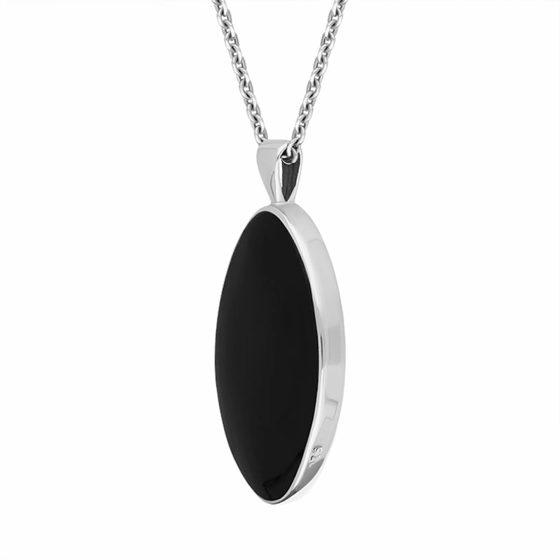 Yellow Gold Plated Sterling Silver Whitby Jet Marquise Necklace