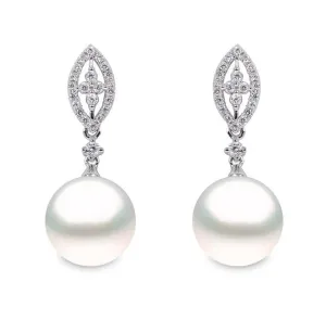 Yoko Pearl and 18ct White Gold Diamond Drop Earrings